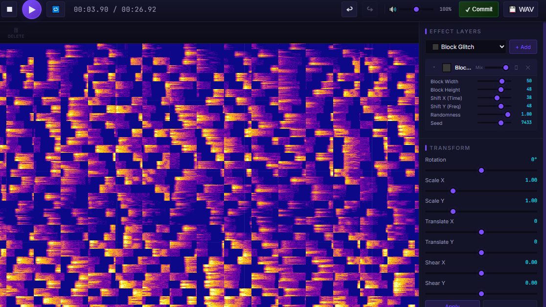 Spectro Samplerの操作画面