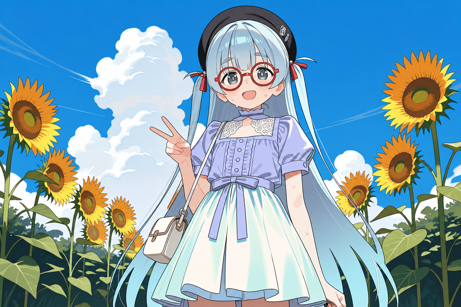 眼鏡の直った一埜のイラスト。